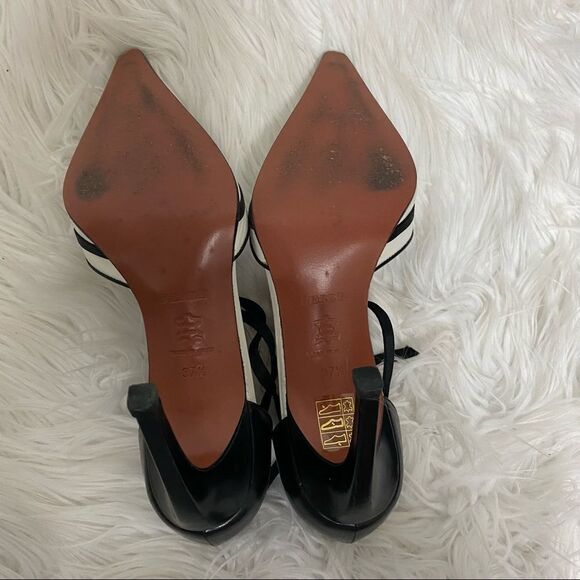 Gianfranco Ferre White Black Leather Pointed Toe Heels EUR 37.5 US 7 - Picture 6 of 8